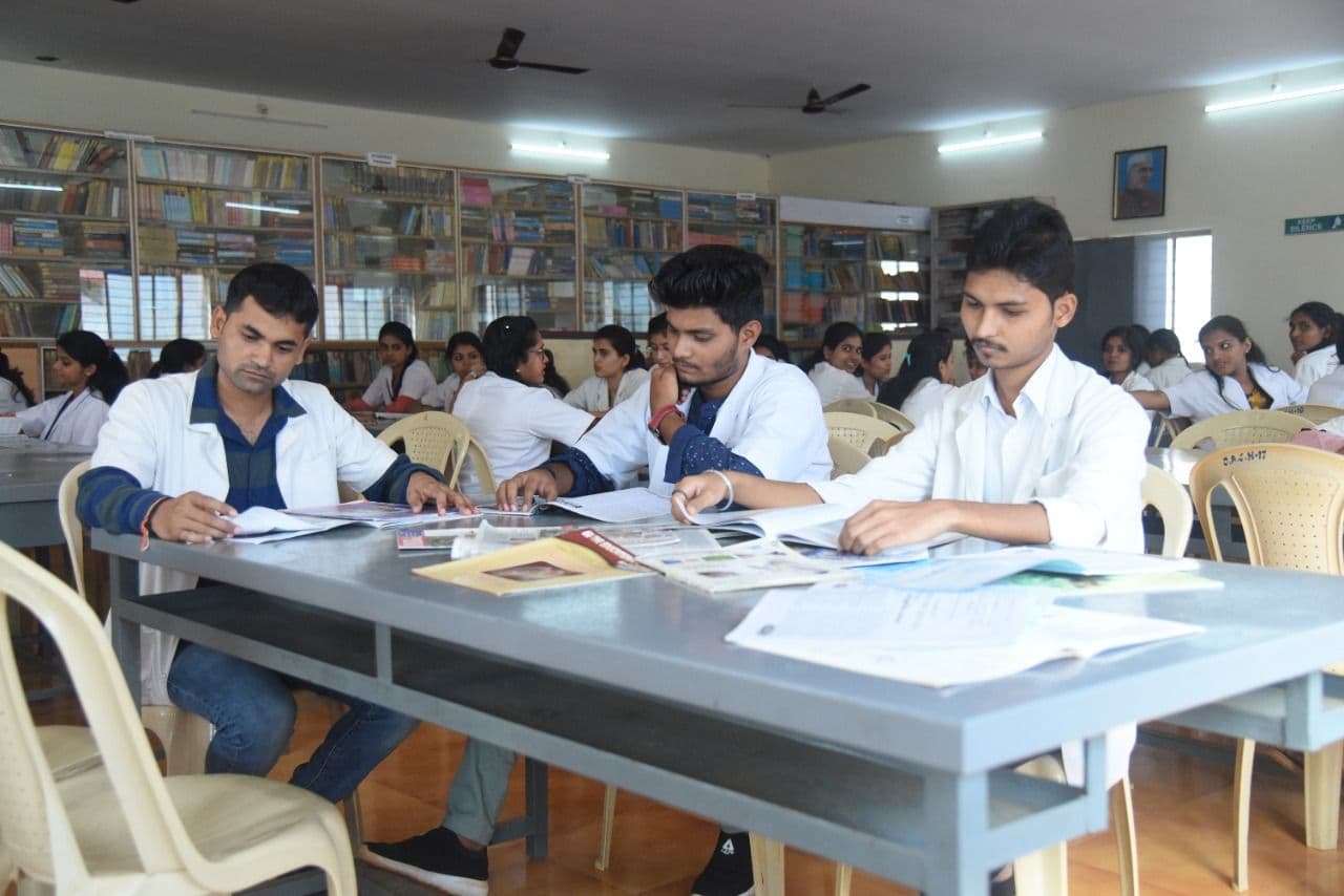BAMS students studying together in the college library